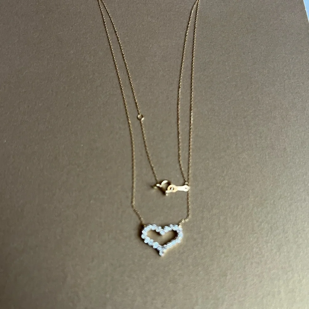 K18 yellow gold natural diamond heart necklace - Picture 11 of 12